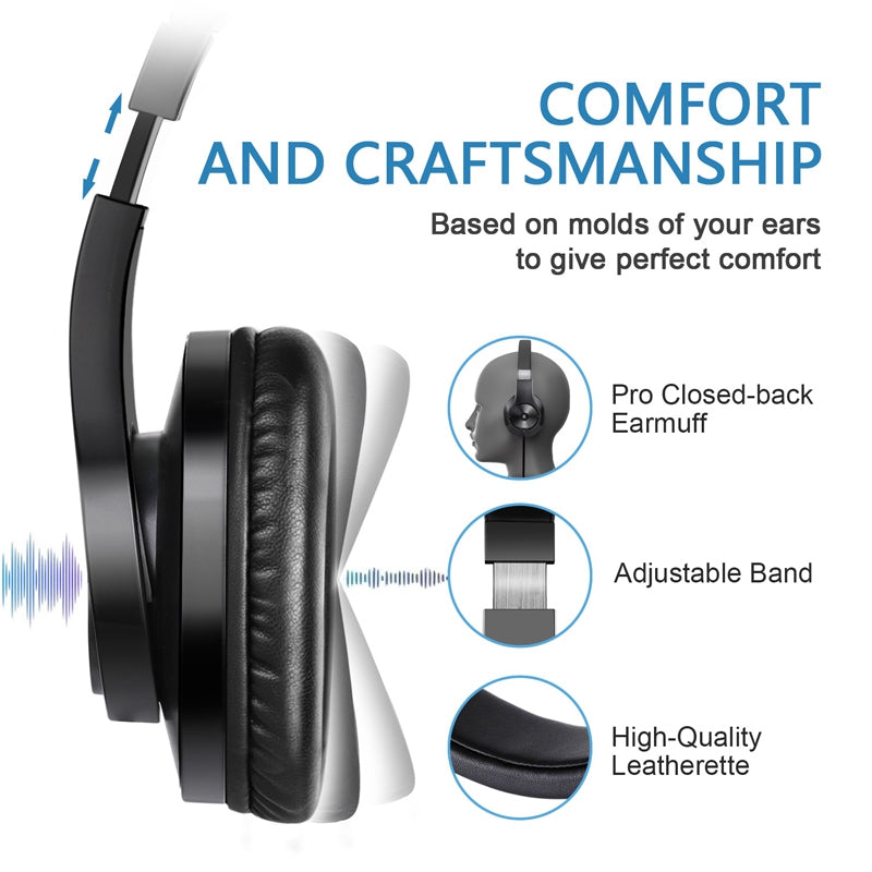 ONEODIO T3 hovedtelefoner 3,5 mm kablet stereo over øret headset med mikrofon til computertelefon pc ONEODIO T3 hovedtelefoner 3,5 mm kablet stereo over øret headset med mikrofon til computertelefon pc